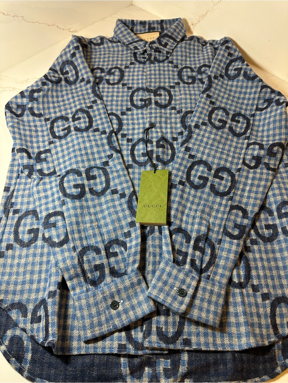 GUCCI JUMBO GG WOOL CHECK SHIRT